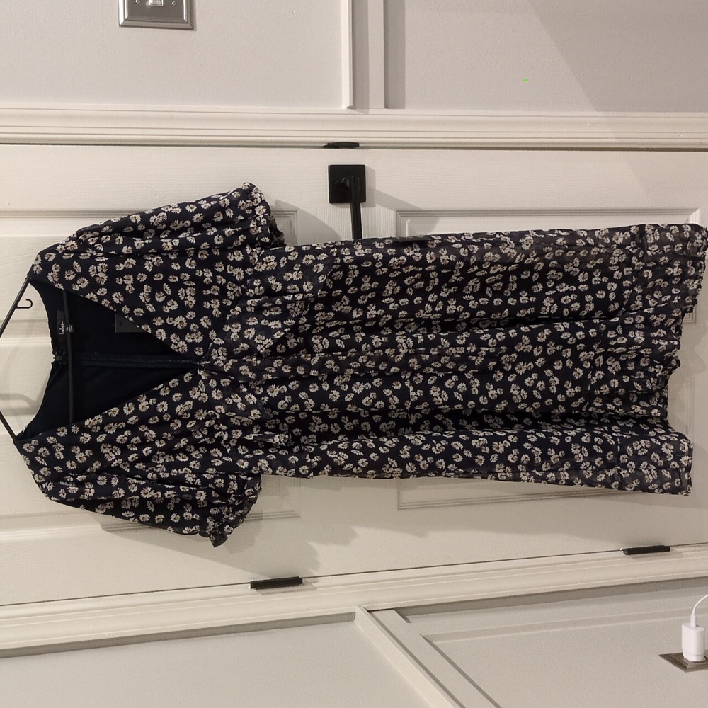 NWT Lulus Black Floral Midi Ruffle Hem Dress Size XL
